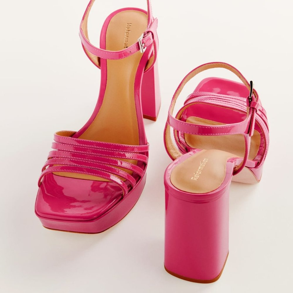 NWOB Reformation Barbie pink platform sandal (sold out online)